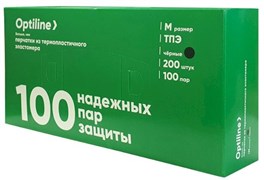 OPTILINE Перчатки термопластэластомер, размер М, черные, 200 штук 27-2682